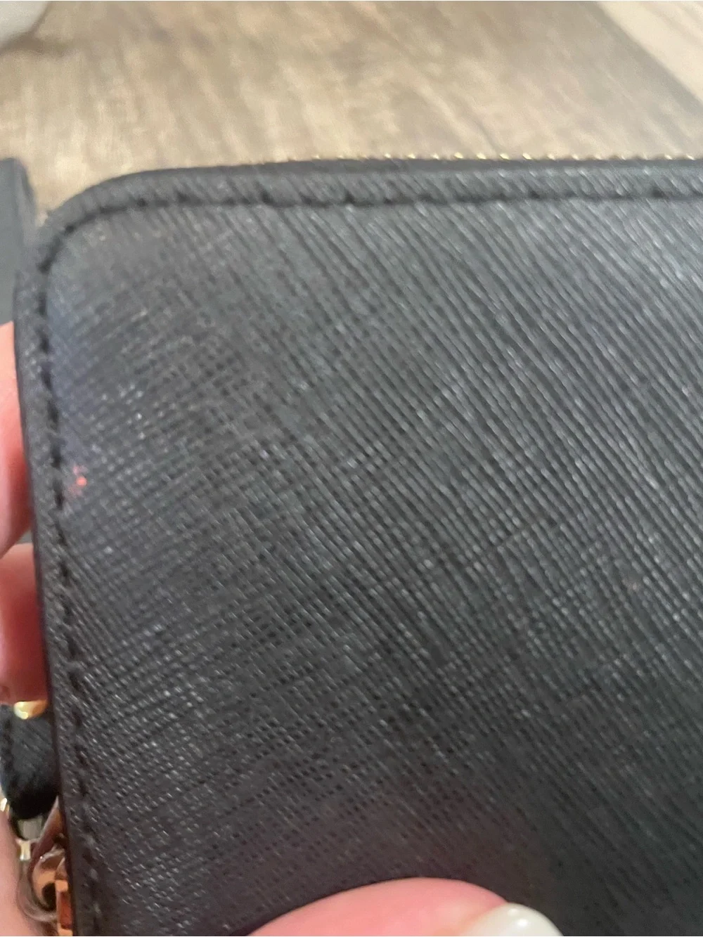 Michael Kors Black Saffiano Zip Wristlet with Gold Logo